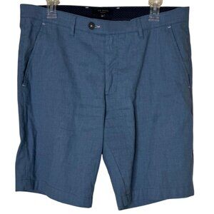 Ted Baker London Men’s Blue Tailored Shorts Size 33R Cotton Blend Casual Smart
